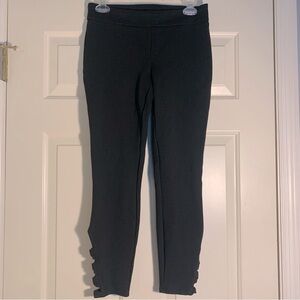 Black Legging Pants with Lower Leg Cutouts